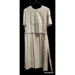 Miss Dorby Linen And Lace Sashed Dress sz 8